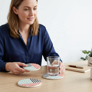 Set of 4 Modern Luxury Resin & MDF <b>Coasters</b> with Black White Patterns Eco-Friendly Table Decor Mats & Pads - Product Image 1
