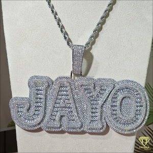สร้อยคอจี้ตัวอักษร "JANO" สุดหรู ประดับเพชรโมอิสซาไนต์เต็มเม็ด สไตล์ฮิปฮอป สำหรับผู้ชายและผู้หญิง - Product Image 2