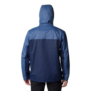 Veste coupe-vent imperméable à capuche pour homme, couleur contrastée bleue, polyester, automne, fermeture éclair, coupe classique - Product Image 2