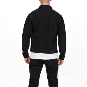 Veste en jean noire pour homme AMDAA ENTERPRISES, col rabattu, boutons en corne, poches sur le devant, vêtement d'extérieur décontracté pour l'automne, en coton tissé uni - Product Image 2