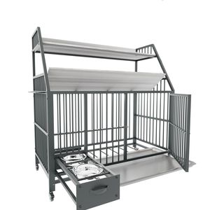 Jaula Grande de Doble Capa para Mascotas con Cajones de Acero Inoxidable para Comida y Agua, Estante de Hierro y Estante de Almacenamiento para Familias con Múltiples Mascotas - Product Image 3