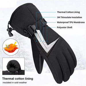 Sturdy Grip Wears Custom Made Heated <b>Ski</b> <b>Gloves</b> Waterproof Zipper Cuff Leather Pu Leather Guaranteed For Mens - Product Image 6