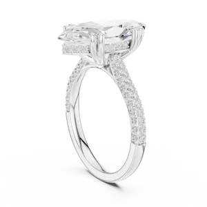 Anillo con halo oculto de diamante redondo cultivado en laboratorio de 4.00 ct, oro macizo de 18k, estilo marquesa, unisex, para novia, certificado por IGI - Product Image 6