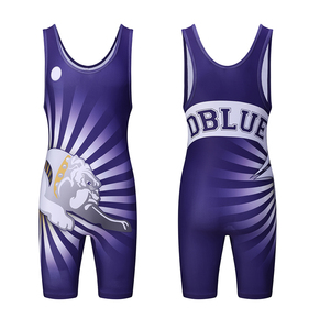 Combinaison de lutte violette pour homme, ajustée, une pièce, en spandex et polyester extensible, vêtements d'arts martiaux, taille adulte - Product Image 3