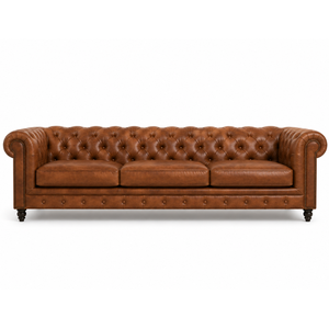 High-<b>End</b> Chesterfield Leather Sofa 3 Seater Elegant Tufted Upholstered Couch for Hospitality and Residential Spaces Leather Sofa - Product Image 2