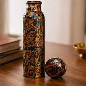 Best Selling Modern Copper <b>Water</b> <b>Bottle</b> Lid Custom Design Enamel Print Double Wall Eco-Friendly <b>Large</b> Capacity Yoga Gym Office - Product Image 2