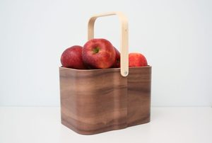 Cesta de picnic minimalista de madera curvada de fábrica, caja transportadora de alimentos, frutas y bebidas de madera natural con asa oscilante, OEM - Product Image 4