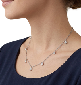 Collar de Oro Sólido de 14K/18K con Diamante Creado en Laboratorio, Corte Redondo en Forma de Pera, Color DEF, Claridad VS/VVS, Regalo para Ella, Collar de Boda - Product Image 5