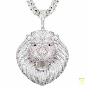 Collar con Colgante de León de Lujo con Diamantes Cultivados en Laboratorio VVS y Diseño de Incrustaciones de Piedras Premium - Product Image 6