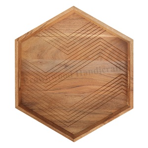 Plateaux en bois les plus vendus, écologiques, en bois de manguier, forme hexagonale, pour servir les aliments dans les hôtels et les restaurants - Product Image 1
