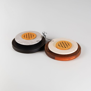 Juego de Incensario Árabe de Lujo en Mármol y Madera con Tapa Metálica con Rejilla Dorada Decoración para el Hogar Artesanal Premium de Forma Redonda B2B - Product Image 1