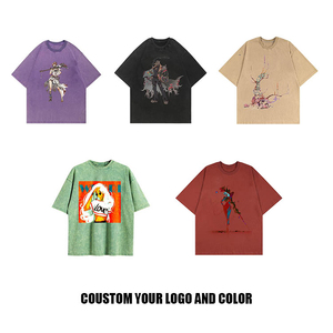 Wholesale Oversized <b>Black</b> Tees Vintage Graphic Custom Acid Wash Printing T-<b>shirt</b> Men - Product Image 6