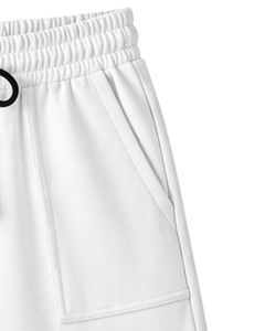 Ensemble de détente pour femmes blanc avec bordure contrastante noire, t-shirt à manches courtes et short, tenue deux pièces en coton mélangé doux et respirant - Product Image 4