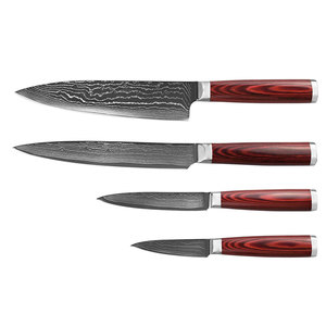 Juego de Cuchillos de Chef Damasco Hechos a Mano de Alta Calidad con Hojas de Acero de 67 Capas, Mangos de Madera, Diseño para Diestros - Product Image 1