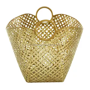 Bol en métal fait main de luxe, décoration d'intérieur de designer haut de gamme, décoration d'accent, panier en métal élégant personnalisé, fabriqué par Zahid Exports en Inde - Product Image 3