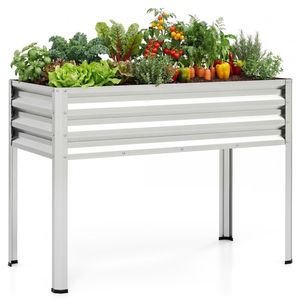 Jardinera Elevada Ergonómica de 44 Pulgadas, Jardinera de Metal Plateado de 32 Pulgadas con Orificios de Drenaje para Macetas y Jardineras - Product Image 1