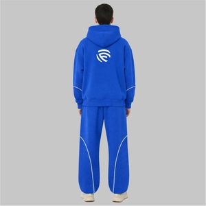 ชุดวอร์มโอเวอร์ไซส์สีพื้นสำหรับผู้ชาย – ชุดเสื้อฮู้ดและกางเกงจ็อกเกอร์ผ้าฟลีซเทคโนโลยีมินิมอล - Product Image 3