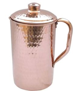 Ensemble de carafes en cuivre pour centre de table de salle à manger de luxe, service d'eau en métal avec verres, durable et réutilisable pour la table de cuisine. - Product Image 4
