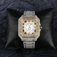 Montre pour homme Baguette VVS Moissanite Diamond, montre pour homme en acier inoxydable plaqué or blanc pour cadeau d'anniversaire