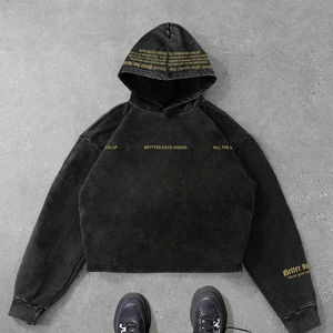 Sweat à capuche oversize délavé pour homme, style streetwear décontracté, idéal pour la gym, en molleton épais, pour l'hiver, prix abordable, personnalisation OEM, tendance - Product Image 1