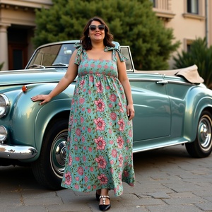 Girls <b>mint</b> green sleeveless maxi dress with relaxed fit and floral vibe bow <b>tie</b> strap maxi dress turquoise floral print - Product Image 3