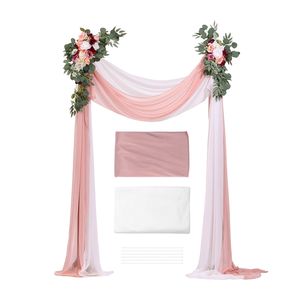 Kit di Fiori Artificiali Rosa per Arco Nuziale da 2,4 m (Confezione da 4) per Feste, 2 Composizioni Floreali e 2 Drappeggi Trasparenti - Product Image 1