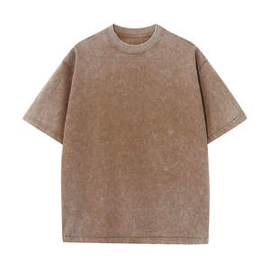 T-shirt Homme Marron Délavé Col Rond Coupe Ample Manches Courtes Style Basique Personnalisable Logo OEM ODM Vente en Gros Vêtements - Product Image 1