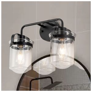 Lámpara de Interior Industrial Moderna, Juego de 2 Piezas, Portalámparas E26, Aplique de Pared con Pantalla de Vidrio Transparente, Latón, LED, Bombilla No Incluida, No se Puede Enviar - Product Image 4