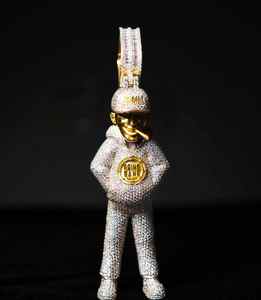 Colgante Inflable Personalizado Estilo Hiphop con Diseño de Niño de Dibujos Animados, Modelo de Personaje de Plata con Moissanita, Luz para Decoración de Fiestas y Regalo - Product Image 1