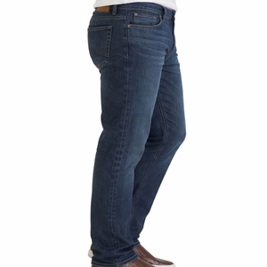 Pantalones vaqueros de mezclilla azul oscuro para hombre, corte regular, cinco bolsillos, pantalones casuales de longitud completa, para uso diario, pantalones vaqueros clásicos para hombre - Product Image 3