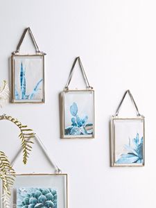 Rectangular Golden Home Decor Glass & Metal Hanging Picture <b>Frame</b> for <b>Wall</b> Decoration,with 2 Sides Glass Customized <b>Frame</b> - Product Image 5