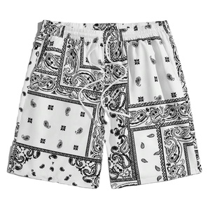 Pantalones cortos estampados de tendencia para hombre, bolsillos estampados, cintura elástica, Hip Hop, algodón Vintage, pantalones cortos de lavado ácido personalizados para hombre - Product Image 1