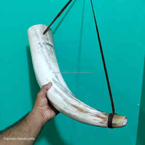 Cor de bœuf blanc extra large de qualité supérieure avec sangle en cuir, instrument de musique artisanal à prix de gros - Product Image 2