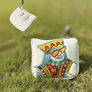 SOSH4 Housse de tête de club de golf personnalisable en cuir PU, motif feuille, fermeture magnétique durable, couleurs unies, résistante à l'eau, édition limitée - Product Image 1