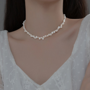 Collier en argent pur S925 avec perle d'eau douce, pendentif de luxe en perle de reine des neiges, chaîne de clavicule haut de gamme - Product Image 1
