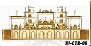 Chariot de présentation de buffet de mariage moderne et élégant en acier inoxydable sur mesure, livraison rapide pour événements de restauration en intérieur, hôtels et banquets - Product Image 2