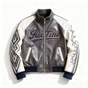 Chaqueta de Motociclista de Cuero Doble Hecha a Medida de Alta Calidad para Hombre, Estilo Urbano de Moda, Impermeable, Transpirable, con Cuello Alto - Product Image 1