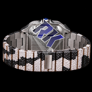 Luxury Iced Out <b>Black</b> & White Moissanite <b>Watch</b> <b>Mens</b> Square Case Full Diamond Style Stainless Steel Bracelet Custom Fashion - Product Image 2