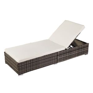 Lettino Prendisole Singolo in Rattan per Esterni, Elegante Sdraio per Relax a Bordo Piscina - Product Image 2