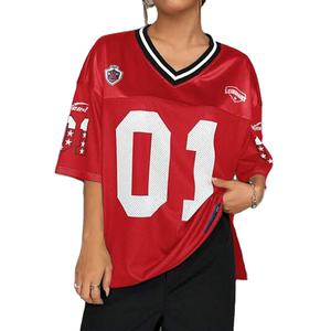 Jersey de Fútbol Americano Personalizado con Logotipo, Color Azul Marino y Rojo, Tela de Malla Transpirable, Estilo Holgado, Uniforme de Entrenamiento y Juego para Hombre - Product Image 1