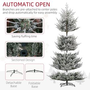 Albero di Natale Pre-Illuminato 210 cm, 1939 Punte, Apertura Automatica, Base in Acciaio Verde, Effetto Neve, Albero Pieghevole, Materiale PE PVC a Temperatura Calda - Product Image 6