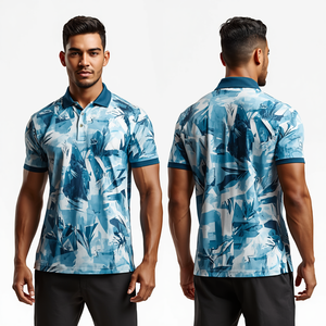 T-shirt pour homme, coupe ajustée, col rond, sublimation premium, séchage rapide, polyester/coton, vêtements de sport pour le golf - Product Image 4