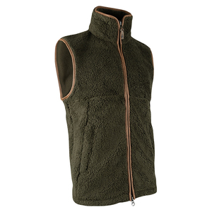 Nouvel Arrivage Gilet Homme Personnalisé en Polaire Sherpa Olive avec Bordure en Similicuir Contrastant, Col Montant et Fermeture Éclair Bidirectionnelle, Gilet Doux et Moelleux, Vente en Gros - Product Image 5