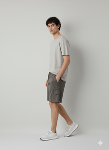 กางเกงขาสั้นเบอร์มิวด้าผู้ชายแบบลำลองเอวกลาง พิมพ์ลายด้วยความร้อน น้ำหนัก 160 กรัม มีหลายกระเป๋า เป็นมิตรกับสิ่งแวดล้อม กันยับ ติดกระดุม - Product Image 5