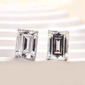 Pendientes de Diamantes Cultivados en Laboratorio con Corte Esmeralda, Oro Blanco de 14K, Forma Rectangular Clásica, Regalo de Aniversario para Ella, Joyería Fina Personalizada - Product Image 3