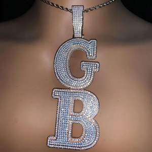 Colgante de Moissanita Dorada Personalizado de Fábrica con Corte Brillante, Cadena Cubana VVS, Nombre 3D Personalizado, Joyería Clásica para Fiestas - Product Image 3