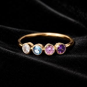 Bague personnalisée avec pierre de naissance pour maman, 1 à 5 pierres, cadeau pour la fête des mères, bijou personnalisé avec pierre de naissance, cadeau pour elle - Product Image 1