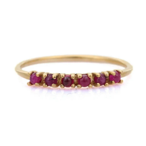 14K Solid Gold Hiphop Ruby Ring Set-Resizable Wedding Band - Product Image 1