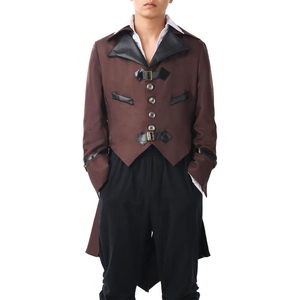 Abrigo largo gótico negro de cuero PU para hombre, disfraz de Halloween - Product Image 2
