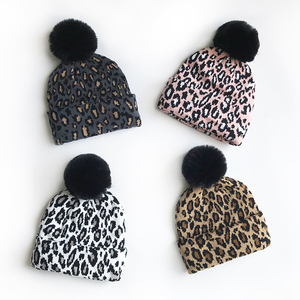 Gorro de Punto Unisex con Estampado de Leopardo y Pompón, Diseño 2026, 100% Acrílico, Casual de Invierno para Adultos, 56-58CM - Product Image 5